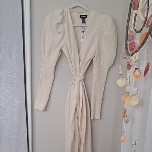 Express Cream Long Sleeve Knit Dress